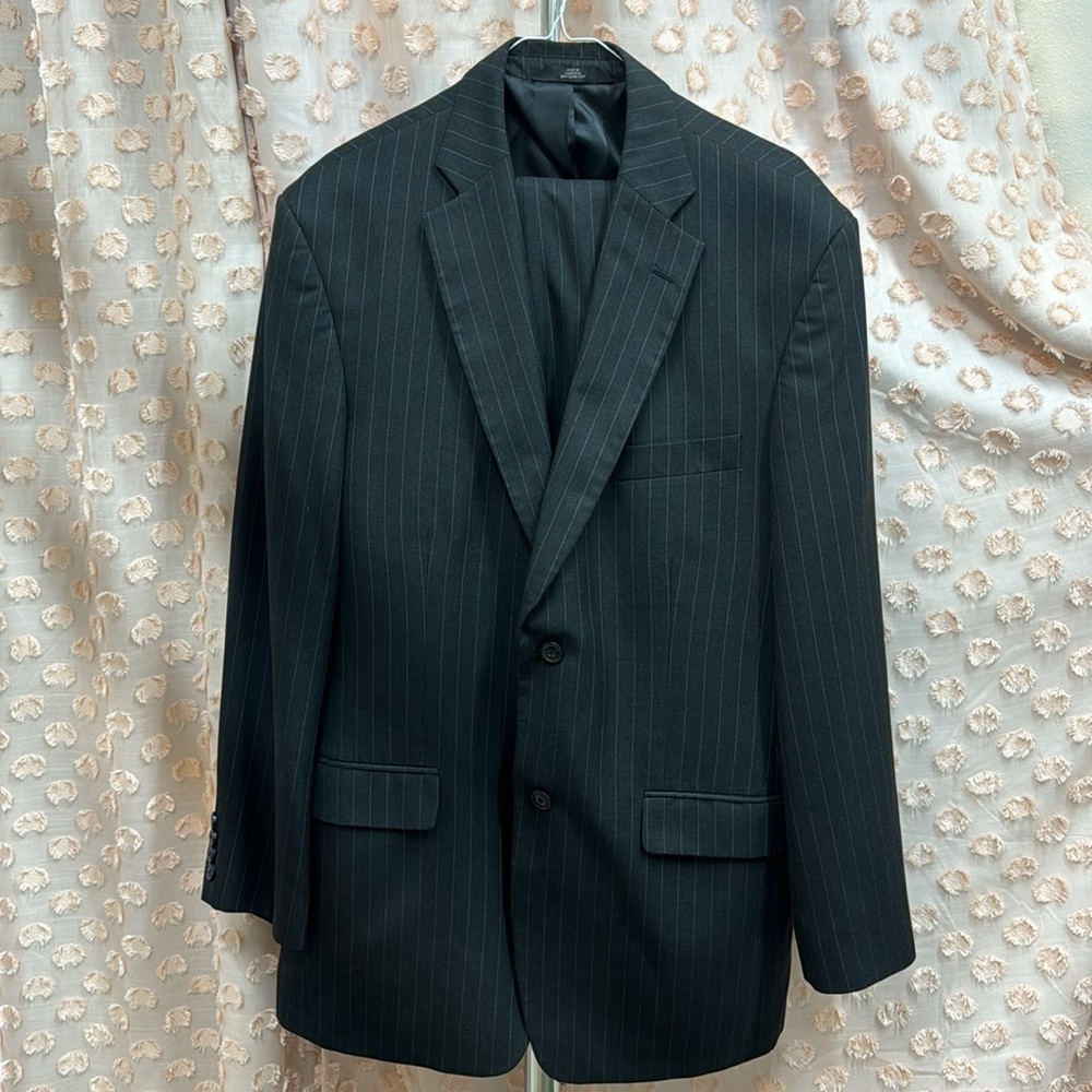 Men’s 2PC Suit Black with White Lines
